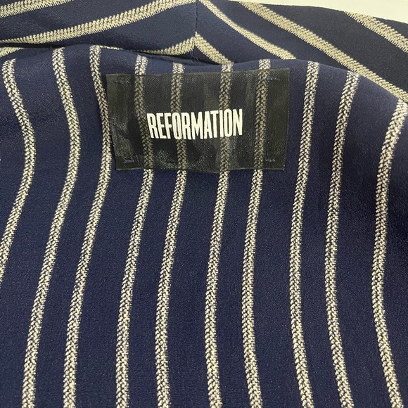 Reformation Blue and White Striped Lightweight Blazer Robe Wrap Mini Dress Sz M - Picture 6 of 6
